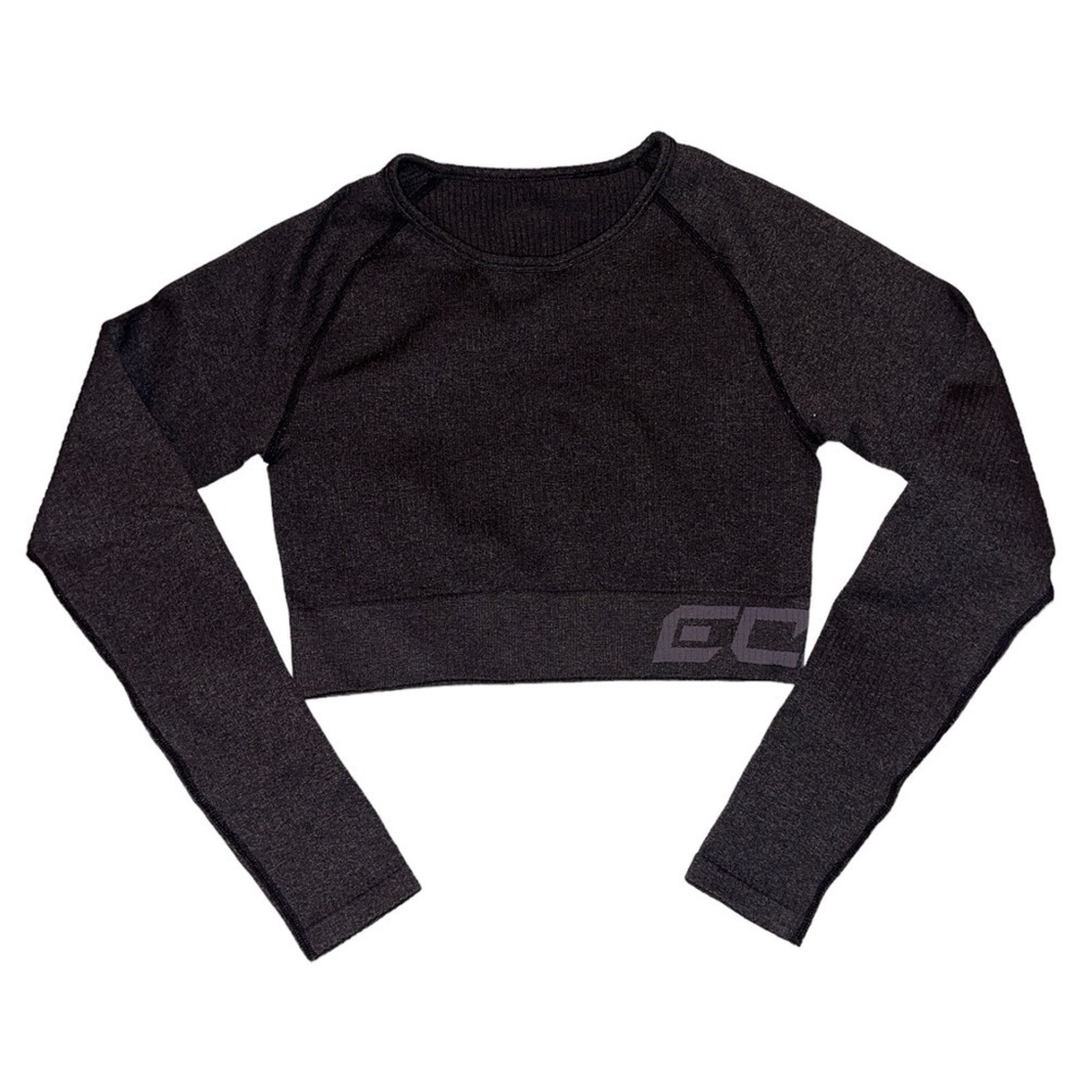 ECHT ribbed arise comfort grey cropped long sleeve shirt women’s size XS
